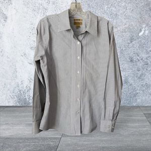 Investments Gold Plated Button Down, Pin Striped Blouse. EUC